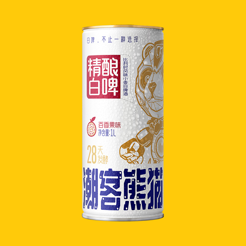潮客熊猫精酿白啤1000ML马口铁-百香果味