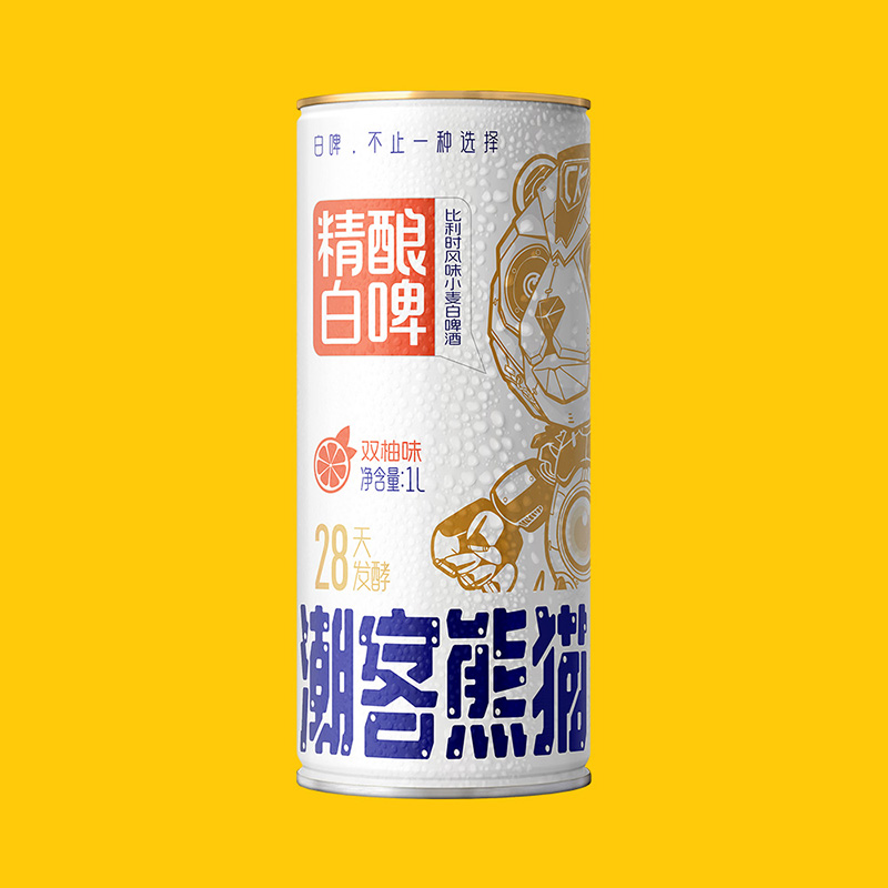 潮客熊猫精酿白啤1000ML马口铁-双柚味
