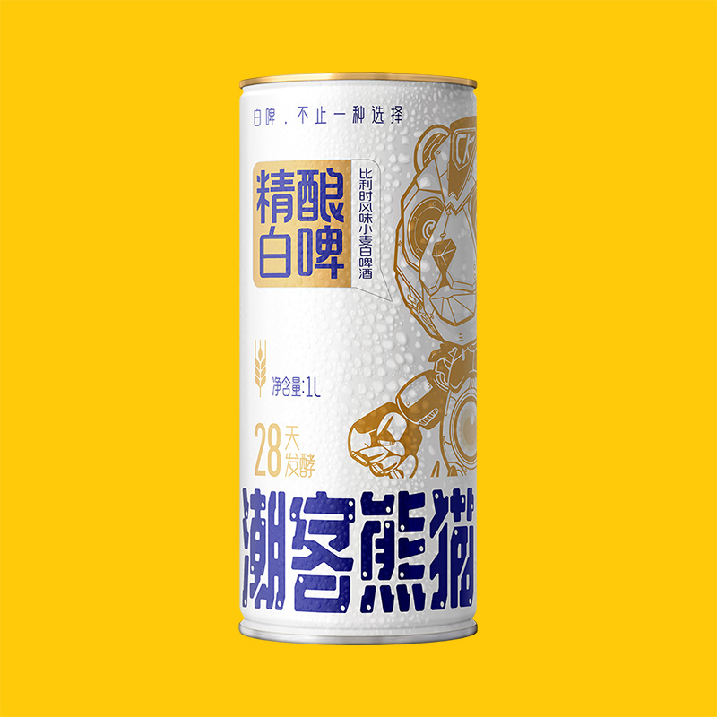 潮客熊猫精酿白啤1000ML马口铁-原味